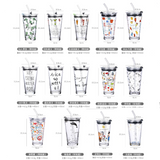 450ml glass coffee cup heat-resistant glass water bottle graduation cup milk cup insulation non-slip cover glass straw set