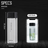 Creative plastic square water bottle 480ml portable outdoor water bottle Creative travel environmental protection camping equipment water bottle
