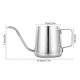 Long Narrow Spout Coffee Pot (12oz /350ML) - 304 Stainless Steel with Hanging Ear Hand Blunt Pouring Over Gooseneck Kettle for Coffee & Tea
