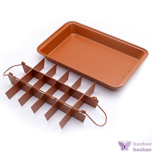 Portable Pan Non Stick Cake Baking Pans with Dividers 18 Pre-slice Brownie Baking Tray Bakeware