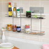 2 Tiers Stainless Wired Mesh Bathroom Shelf Kitchen Organizer with Self Adhesive Function