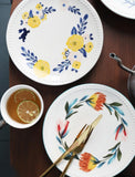 Four - year ceramic beaded plate glaze color dishes embossed with hand-painted flower dim sum plate family western dinner plate food dinner kitchen scale plate set barang dapur cutlery ceramic bowl kitchen tools glass container