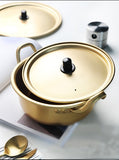 Korean yellow aluminum foam pot with cover and small pot noodle pot double ears soup pot student dormitory instant noodles small pot