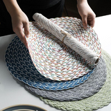 Japanese hand-woven placemat, ramie round insulation pad, dish mat, anti-hot non-slip table mat