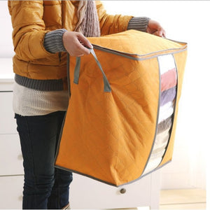 Foldable Charcoal Bamboo Clothes or Quilt Storage Bag