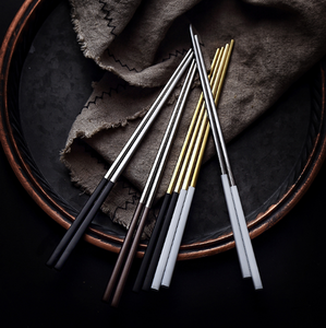 The family square head electroplated black and gold long chopsticks Portugal series anti-skid chopsticks