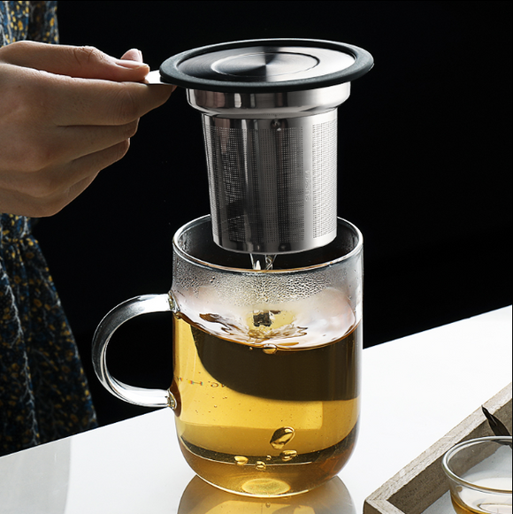 304 stainless steel dust - proof tea filter with cover