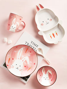 Animal ceramic children's tableware divide grid small plate cartoon lovely one person eats breakfast set baby rice bowl food dinner set kitchen scale plate set barang dapur cutlery set ceramic bowl kitchen tools glass container