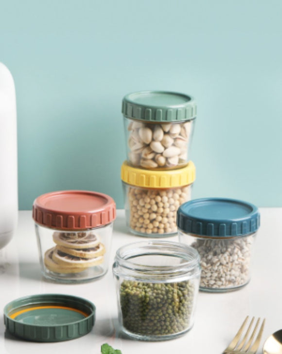 Transparent glass airtight jar with lid food storage kitchen moisture-proof dried fruit mung bean and grain storage jar