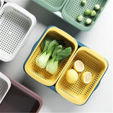 Drain Basket Double Plastic Drain Storage Baskets Washing Colander Strainer Noodles Vegetable Fruit Drying Rack Kitchen Supplies