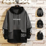 Japan Style Casual O-Neck 2022 Spring Autumn Print Hoodie Sweatshirt Men&#39;S Thick Fleece Hip Hop High Streetwear Clothes