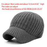 Unisex Winter Autumn Chunky Knitted Baseball Cap Handmade Crochet Solid Color Warm Slouchy Outdoor Beanie Hat with Visor