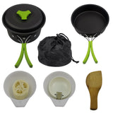 Outdoor Camping Tableware Kit Outdoor Cookware Set Foldable Spoon Fork Knife Kettle Cup Camping Equipment Supplies 1-2 People