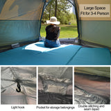 3-4 Person Dome Automatic Tent, Easy Instant Setup Protable Camping Pop-Up 4 Seasons Backpacking Family Travel Tent