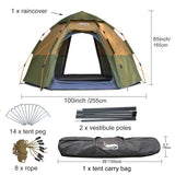 3-4 Person Dome Automatic Tent, Easy Instant Setup Protable Camping Pop-Up 4 Seasons Backpacking Family Travel Tent