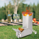 Portable Stainless Steel Stove Foldable Wood Burning Stove for Outdoor Camping Survival Cooking Picnic Stove Camping Accessory