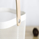 Mesh Steel Storage Basket with Portable Wood Handle Kitchen Fruit Vegetables Container Bathroom Pantry Cabinets Organizer