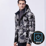Heating Jacket Thicken Plus Fleece Outdoor Couple Windproof Waterproof USB Heated Hiking Climbing Suit Ski Thermal Coat Winter