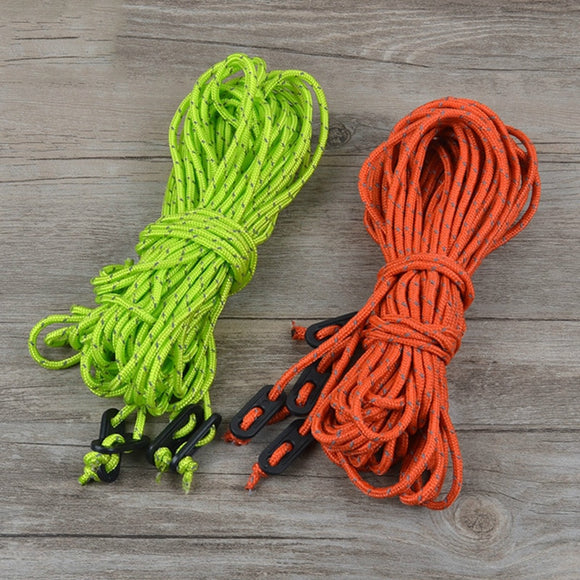 Reflective Tent Ropes 4pcs/pack High Strength 2m Length Wind Rope with Buckle Outdoor Camping Windproof Accessories