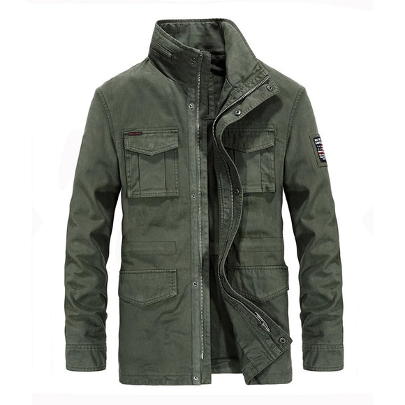 Brand Military Jacket Men High Quality Autumn Winter Outwear Cotton Cargo Multi-pocket Mid-Long Coats Male Campera Hombre M-4XL