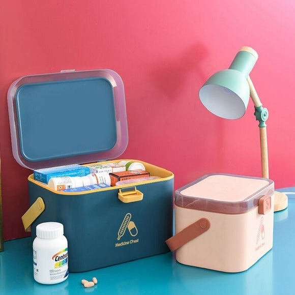 Medicine Box Household Multifunctional Medicine Box Portable Wear-resistant Multi-layer Storage Box First Aid Large Dust Box