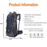 60L Climbing Backpack with Rain Cover Large Capacity Camping Hiking Mountaineering Bags Outdoor Sports Backpacks