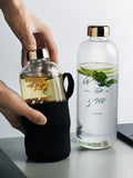 Letter with lid glass bottle high temperature and large capacity hand cup leakproof juice cup sports portable cup