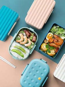 Portable PP plastic split lunch box office worker student lunch box microwave oven sealed large capacity lunch box
