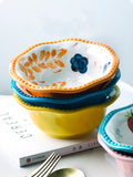 Hand-painted lace bowl, rice bowl, ceramic bowl, can be placed in the microwave