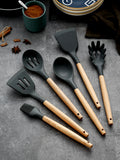 Wooden handle silicone spatula non-stick frying pan frying spatula scoops scoops oil brush spatula baking cooking