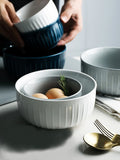 Scandinavian household ceramic rice bowl tableware, retro anti-slip bowl, small soup bowl, fruit bowl salad, rice bowl(6 in)