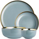 Golden edge green blue household tableware set of ceramic dishes dishes dishes dishes soup noodles bowls western steak dishes