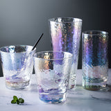 Laser hammer crystal glass glass sake beer juice cold drink cup colorful ice cream dessert cup