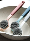 Creative silica gel cleaning brush non-stick pan brush kitchen multi-functional deconstainer brush long handle dishwashing table brush