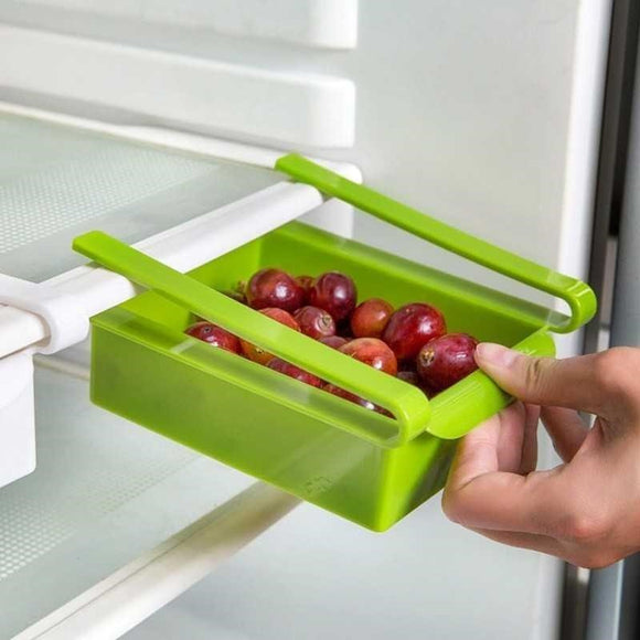 Kitchen Fridge Freezer Space Saver Sliding Organizer Storage Rack Shelf Holder