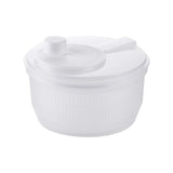 Rotary Salad Spinner Dehydrated Machine Manual Salad Dehydrator Vegetable Colander Water Drain Basket-White Color
