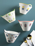 Creative ceramic chopsticks bowl, home-made underglaze bi-ear instant noodle bowl, fruit salad bowl