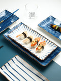 Japanese plate ceramic rectangular plate retro art sushi day tray personality dessert plate home set plate