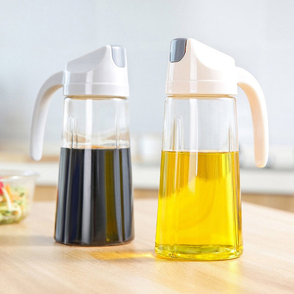 Kitchen Cooking Oil Vinegar Soy Sauce Glass Container Spice Auto Dispenser [600ml]
