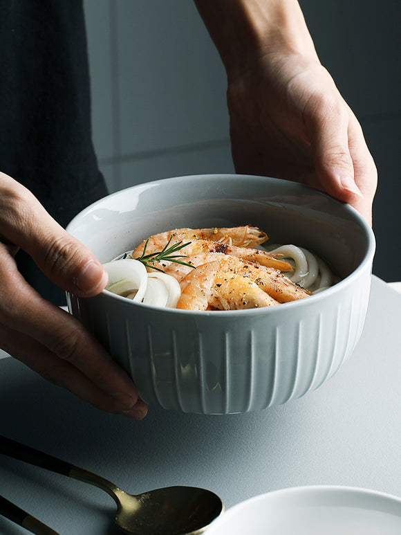 Scandinavian household ceramic rice bowl tableware, retro anti-slip bowl, small soup bowl, fruit bowl salad, rice bowl(6 in)
