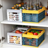 Portable Folding Handle Food Storage Basket Picnic Desktop Organizer Container