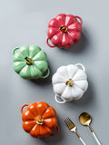 Cute pumpkin bowl & creative personality binaural baking bowl & ceramic tableware & dessert fruit bowl & steamed egg stew