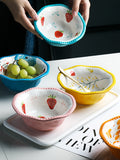 Hand-painted lace bowl, rice bowl, ceramic bowl, can be placed in the microwave