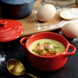 Binaural& ceramic& roasting cup with lid& steamed egg breakfast bowl& baking& roasting bowl& dessert bowl& stew pot
