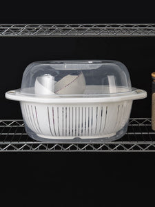 Kitchen Storage Wash Basket Set With Cover Wash Basin Food Storage Basket