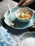 Ceramic petal bowl cake snack dish plate creative irregular salad lace bowl and noodle bowl