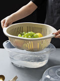 Kitchen Storage Wash Basket Set With Cover Wash Basin Food Storage Basket
