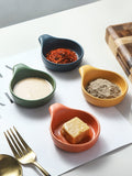 Ceramic handle small dish & household cute hot pot dry dip dish & seasoning dish & soy sauce vinegar dip dish