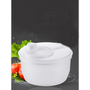 Rotary Salad Spinner Dehydrated Machine Manual Salad Dehydrator Vegetable Colander Water Drain Basket-White Color