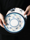 Small Japanese hand-painted ceramic plate kiln cooking household dishes personality blue and white dessert plate fruit salad plate